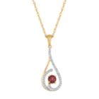 10k Gold Garnet & 1/8 Carat T.w. Diamond Drop Pendant Necklace, Women's, Size: 18, Red