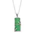 Jadeite Sterling Silver Bamboo Pendant Necklace, Women's, Size: 18, Green