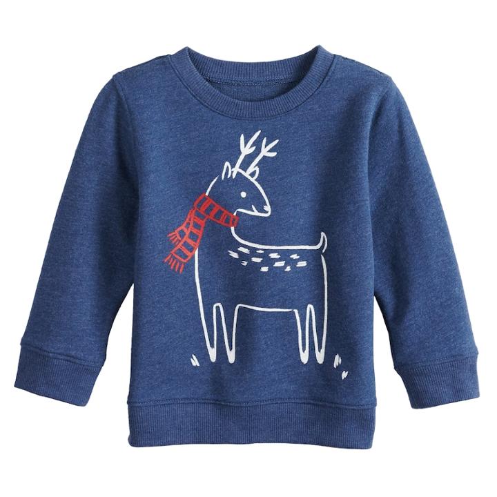 Baby Boy Jumping Beans&reg; Graphic Crew Pullover Top, Size: 12 Months, Dark Blue