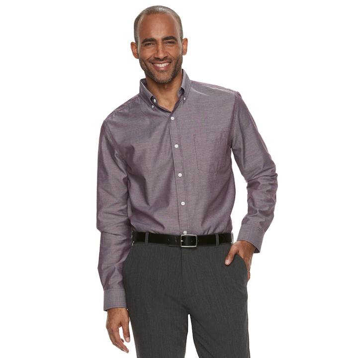 Men's Croft & Barrow&reg; Classic-fit Easy-care Button-down Shirt, Size: Medium, Drk Purple