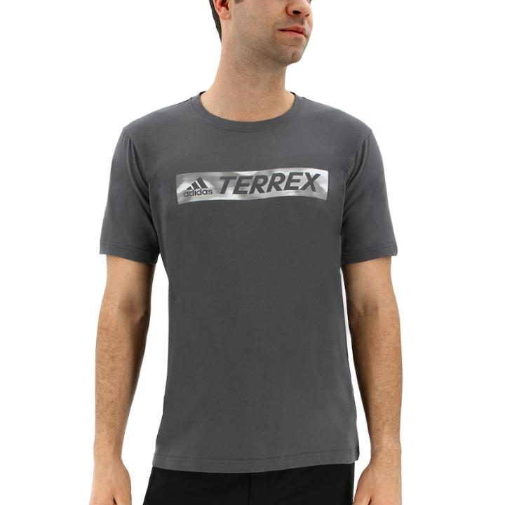 Men's Adidas Outdoor Climaliteterrex Logo Performance Tee, Size: Xxl, Grey