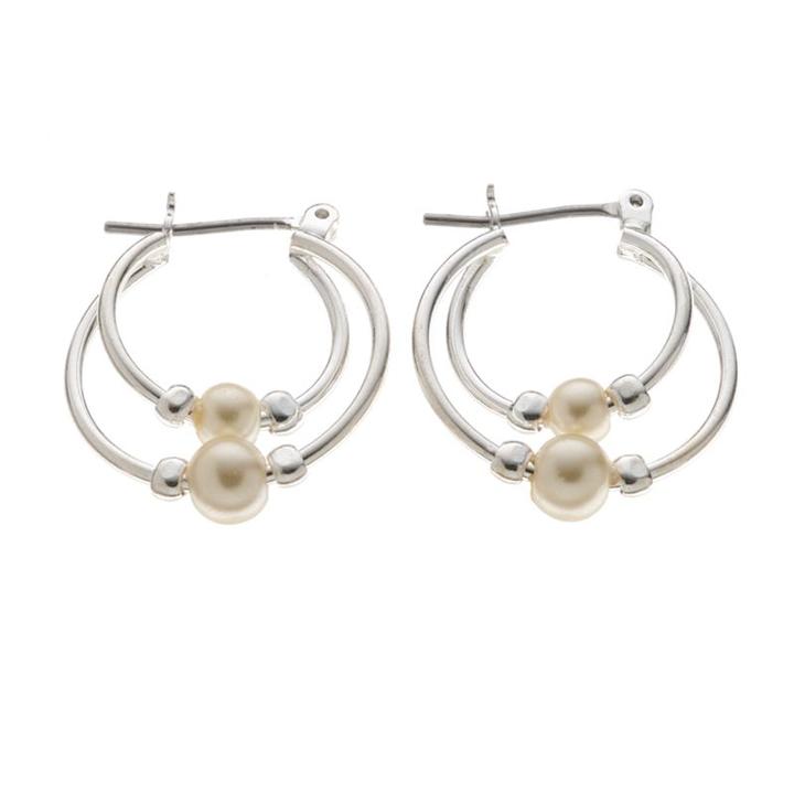 Croft & Barrow&reg; Simulated Pearl Double-hoop Earrings, Women's, Grey