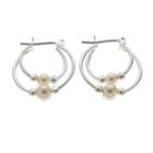 Croft & Barrow&reg; Simulated Pearl Double-hoop Earrings, Women's, Grey
