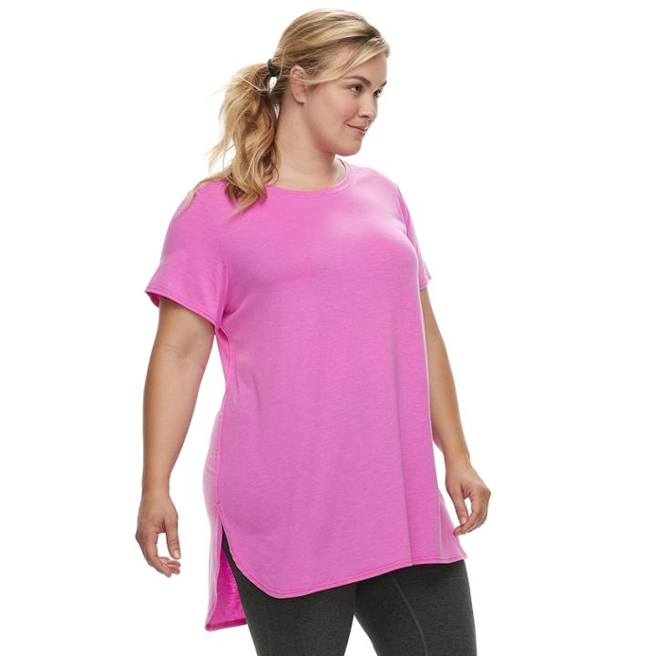 Plus Size Tek Gear&reg; High Slit Short Sleeve Tunic Tee, Women's, Size: 2xl, Brt Purple