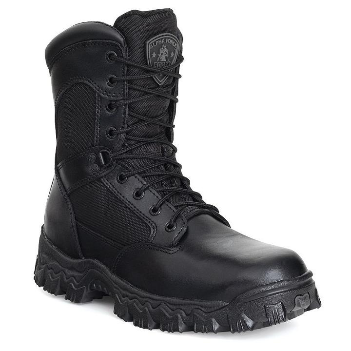 Rocky Alphaforce Men's Waterproof Duty Boots, Size: 9 Wide, Black
