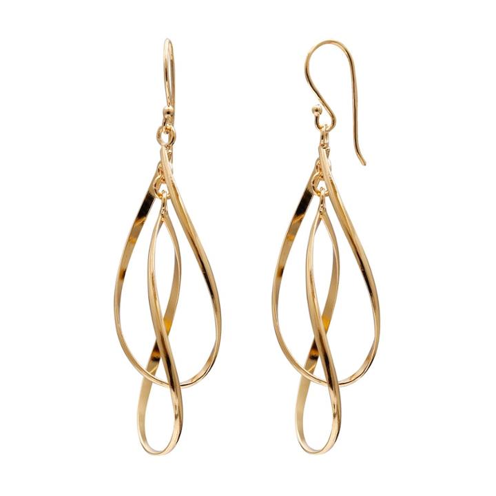 14k Gold Over Silver Twist Teardrop Earrings, Women's