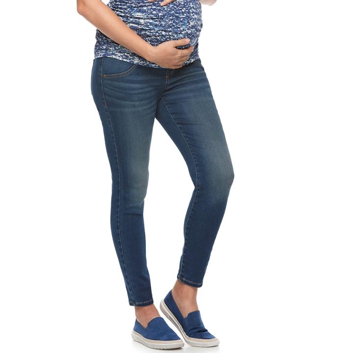 Maternity A:glow Full Belly Panel Crop Jeggings, Women's, Size: 14-mat, Dark Blue