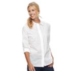 Women's Croft & Barrow&reg; Ruffle Placket Button-down Shirt, Size: Medium, White