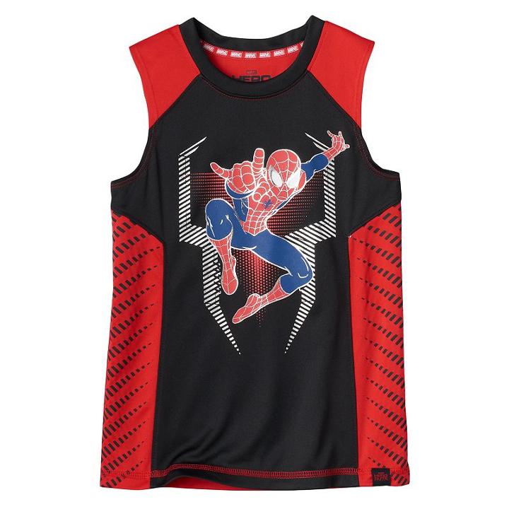 Boys 4-7x Marvel Hero Elite Series Spider-man Collection For Kohl's Metallic Tank Top, Boy's, Size: 6, Black