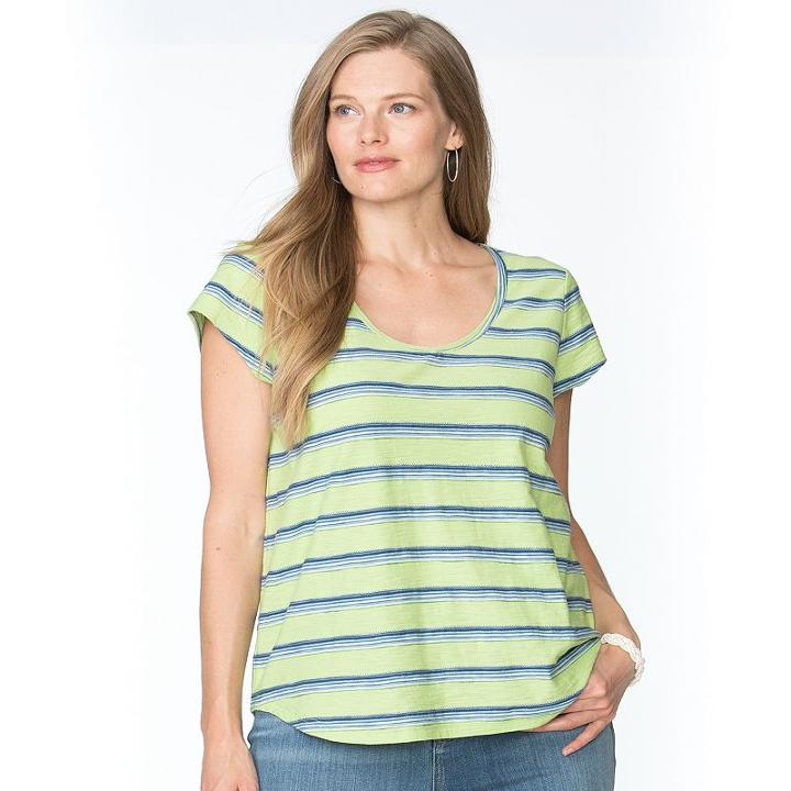 Plus Size Chaps Striped V-neck Tee, Women's, Size: 2xl, Green