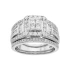 Lovemark 10k White Gold 1 1/2 Carat T.w. Diamond Square Halo Engagement Ring Set, Women's, Size: 7