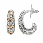 Napier Etched Swirl J Hoop Earrings, Women's, Multicolor