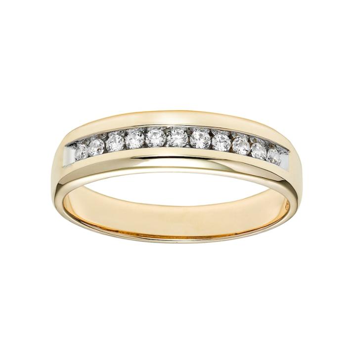 Lovemark 10k Gold 1/4 Carat T.w. Certified Diamond Men's Wedding Band, Size: 10.50, White