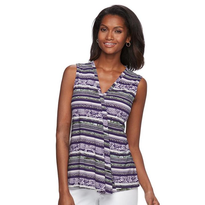 Women's Dana Buchman Pleated V-neck Tank, Size: Xl, Purple