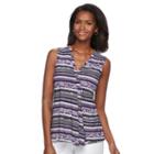 Women's Dana Buchman Pleated V-neck Tank, Size: Xl, Purple