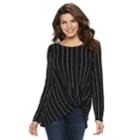 Women's Apt. 9&reg; Twist Front Tee, Size: Xs, Black