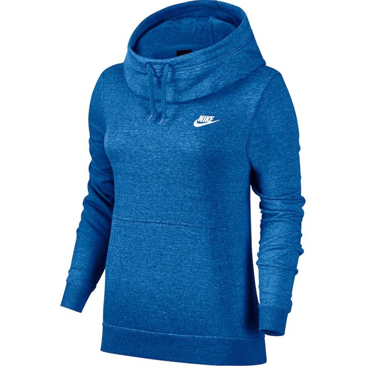 Women's Nike Sportswear Funnel Neck Pullover Hoodie, Size: Small, Dark Blue