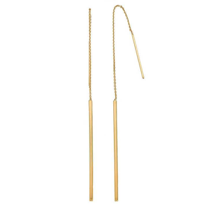 14k Gold Stick Threader Earrings, Women's, Yellow