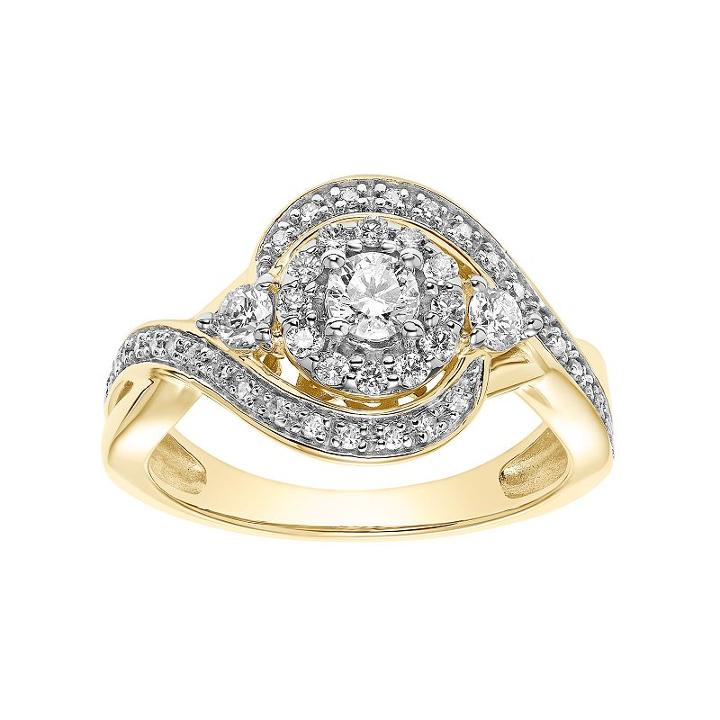 Cherish Always 10k Gold 5/8 Carat T.w. Diamond Bypass Engagement Ring, Women's, White
