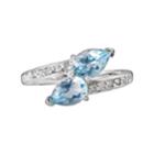 Sterling Silver 1/10-ct. T.w. Diamond And Blue Topaz Bypass Ring, Women's, Size: 8