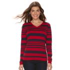 Petite Croft & Barrow&reg; V-neck Sweater, Women's, Size: M Petite, Blue