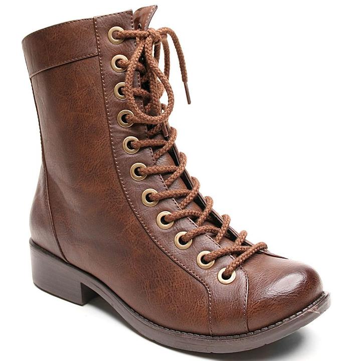 Kisses By 2 Lips Too Too Justify Women's Lace-up Combat Ankle Boots, Girl's, Size: Medium (11), Brown
