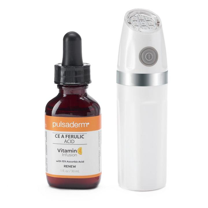Pulsaderm My Face Acne Clearing Eraser Blue Led Light & Vitamin C Ferulic Acid Serum, Multicolor