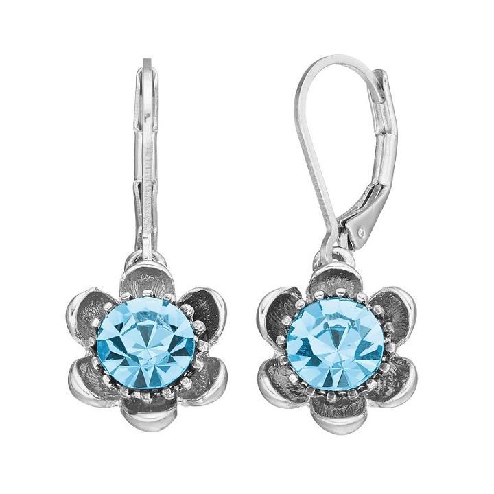 Napier Simulated Crystal Flower Nickel Free Drop Earrings, Women's, Blue