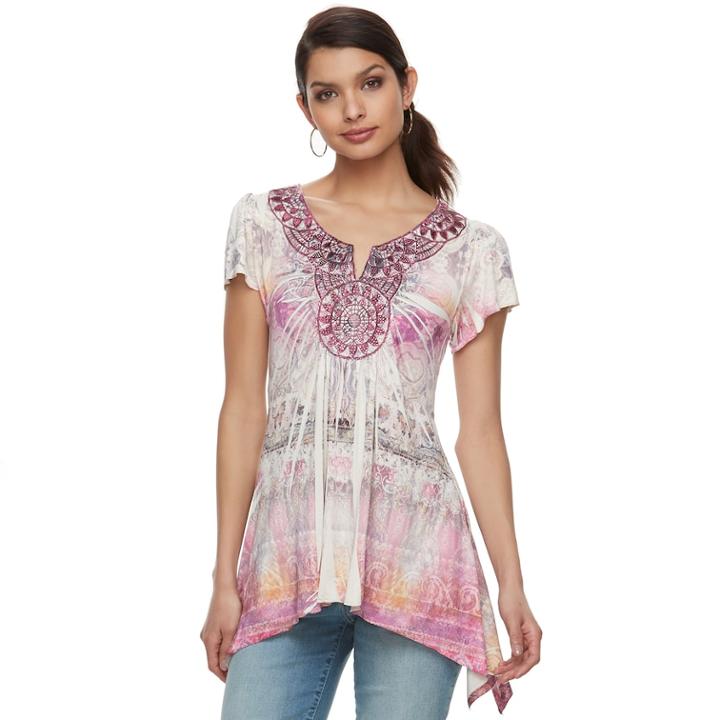 Women's World Unity Crochet Medallion Top, Size: Large, Pink