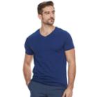 Men's Marc Anthony Core Slim-fit Stretch V-neck Tee, Size: Small, Dark Blue