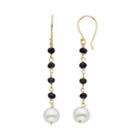 Freshwater Cultured Pearl & Black Spinel 14k Gold Linear Drop Earrings, Women's