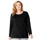 Plus Size Just My Size Long Sleeve Relaxed Crew Tee, Women's, Size: 3xl, Black