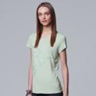 Women's Simply Vera Vera Wang Pieced Lace Inset Tee, Size: Medium, Lt Green