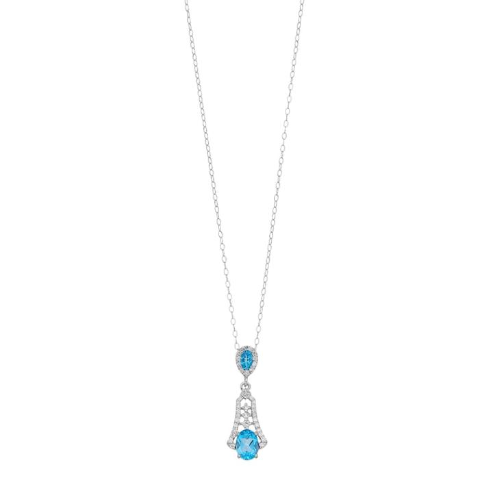 Sterling Silver Swiss Blue Topaz Filigree Pendant Necklace, Women's, Size: 18