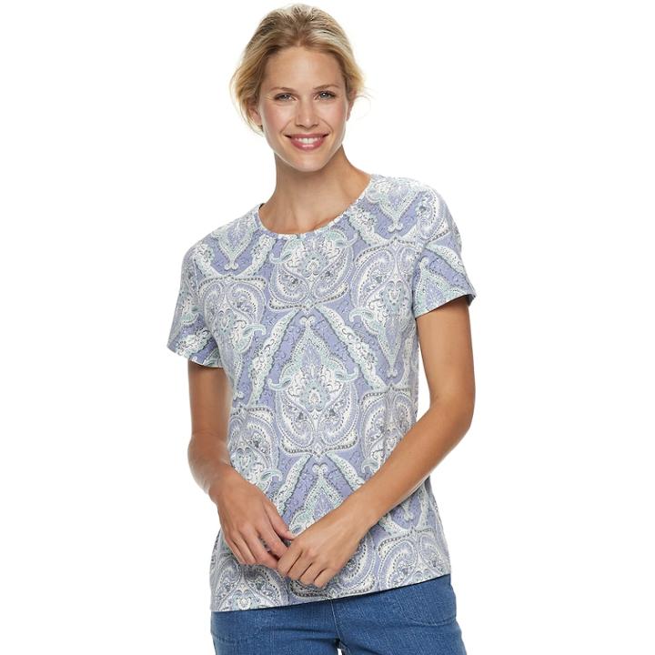 Women's Croft & Barrow&reg; Essential Classic Crewneck Tee, Size: Medium, Med Blue