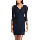 Petite Chaps Lace Surplice Faux-wrap Dress, Women's, Size: 16 Petite, Blue (navy)