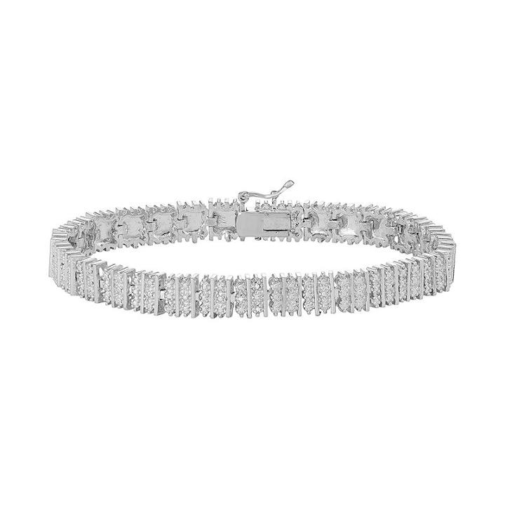 Silver Tone Diamond Accent Bracelet, Women's, Size: 7, Grey