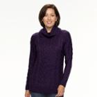 Women's Croft & Barrow&reg; Cable-knit Cowlneck Sweater, Size: Large, Drk Purple