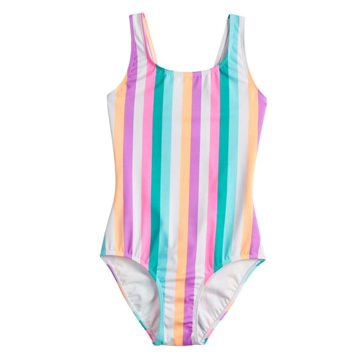 Girls 7-16 So&reg; Sun Stripes One-piece Swimsuit, Size: 7-8, Lt Green