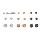 Mudd&reg; Tri Tone Simulated Crystal Nickel Free Stud Earring Set, Women's, Multicolor