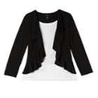 Girls 7-16 Iz Amy Byer Ruffle Mock-layer Cardigan & Tee, Girl's, Size: Medium, White Oth