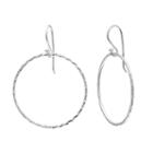 Sterling Silver Textured Hoop Drop Earrings, Women's