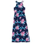 Girls 7-16 Three Pink Hearts Pom Pom Neckline Floral Cameo Maxi Dress, Size: 14, Dark Blue