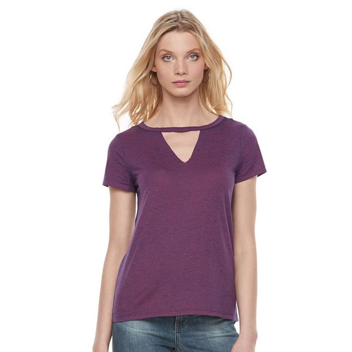Women's Rock & Republic&reg; Cutout Tee, Size: Medium, Red