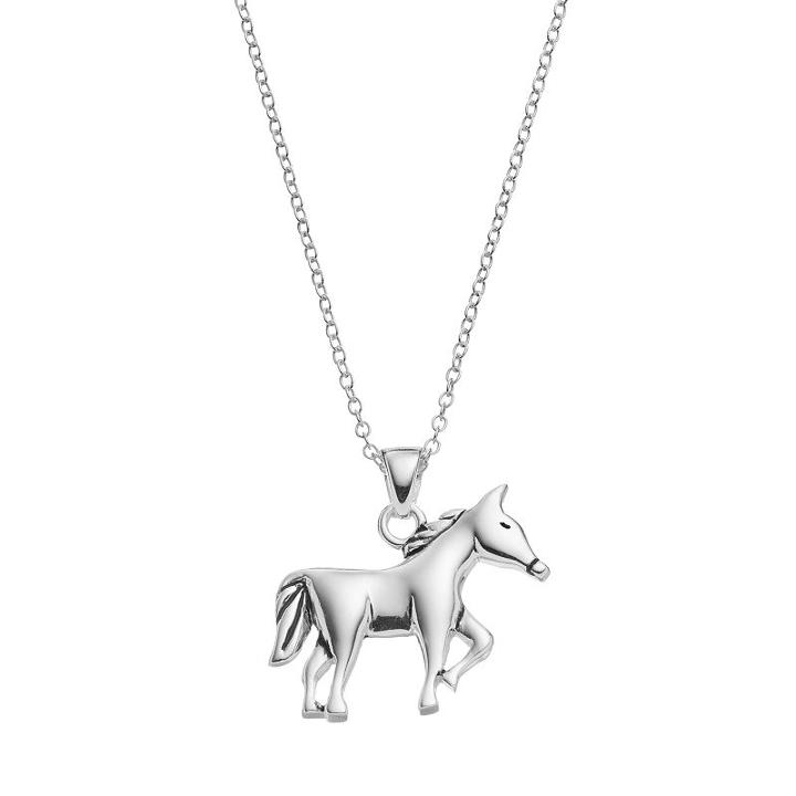 Primrose Sterling Silver Horse Pendant Necklace, Women's, Grey