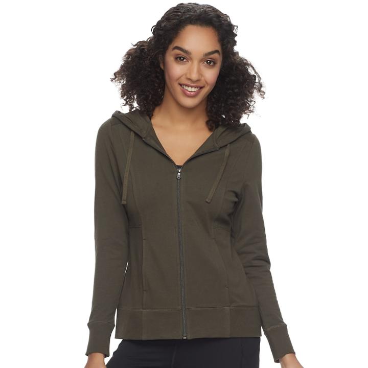 Women's Tek Gear&reg; Dry Tek Long Sleeve Hoodie, Size: Small, Dark Green