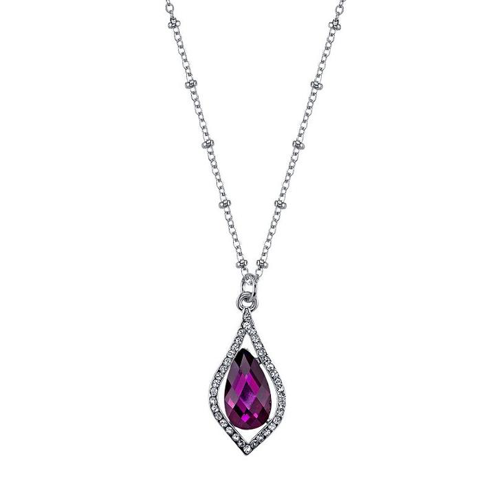 1928 Faceted Teardrop Caged Pendant Necklace, Women's, Size: 16, Purple