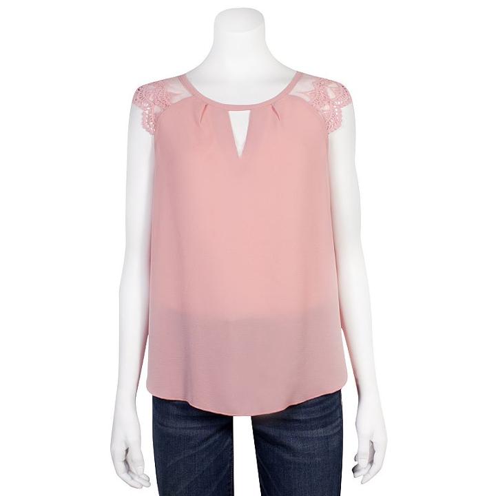 Juniors' Grayson Threads Lace Cap Sleeve Top, Teens, Size: Xl, Dark Pink