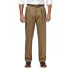 Men's Haggar Premium No Iron Khaki Stretch Classic-fit Pleated Pants, Size: 32x32, Beig/green (beig/khaki)