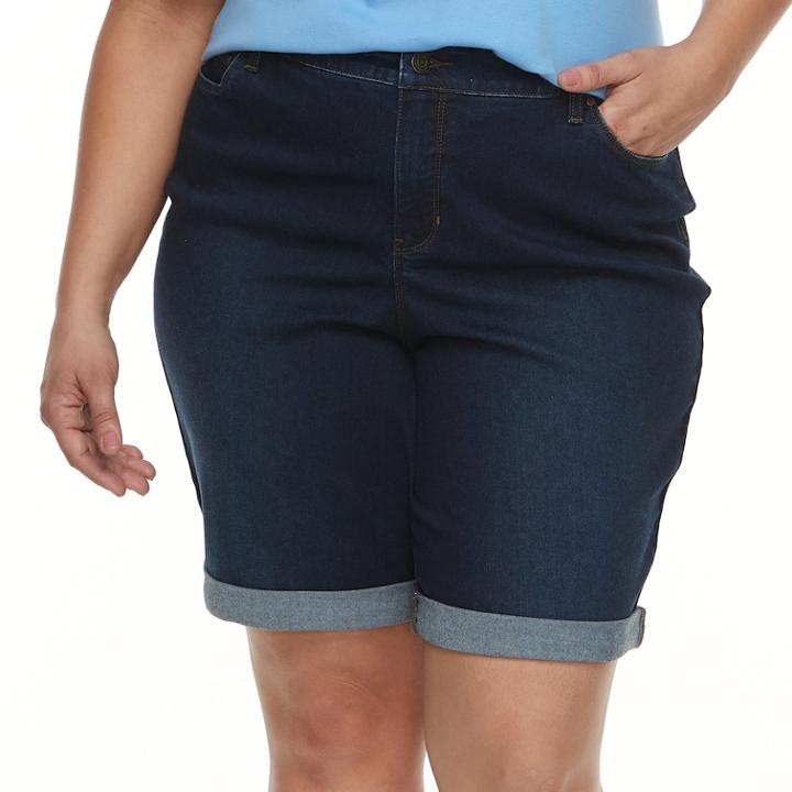 Plus Size Croft & Barrow&reg; Denim Bermuda Shorts, Women's, Size: 16 W, Dark Blue